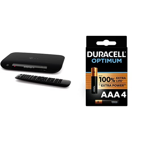 Telekom Media Receiver 201 TV- Reproductor/sintonizador (IPTV, 720p,1080p,2160p, H.264,H.265,MPEG, 2.0a, Negro) + Duracell - Pilas alcalinas Optimum AAA, 1.5 Voltios LR03 MX2400, Paquete de 4 Cover