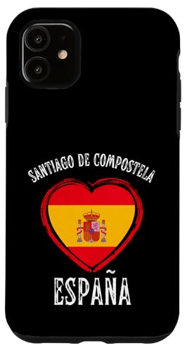España Flag Heart Santiago De Compostela City Coque pour iPhone 11