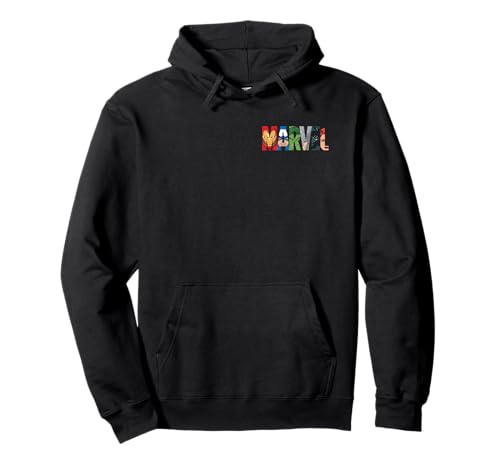 Image of Marvel Logo Avengers Iron Man Captain America Black Panther Pullover Hoodie