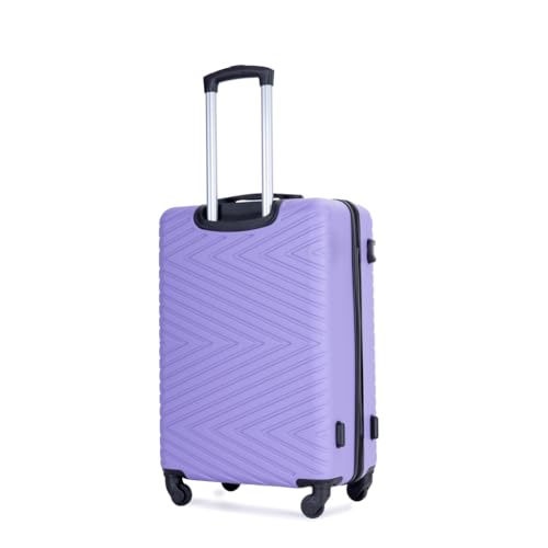 Lightweight 4-Piece Luggage Set with 360° Spinner Wheels, Durable ABS Material, Carry-On and Checked Bags, Light Purple3