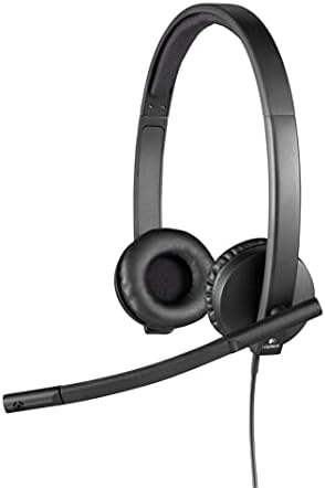Logitech H570e Wired Headset, Stereo Headphones with Noise-Cancelling Microphone, USB, In-Line Controls with Mute Button, Indicator LED, PC/Mac/Laptop - Black