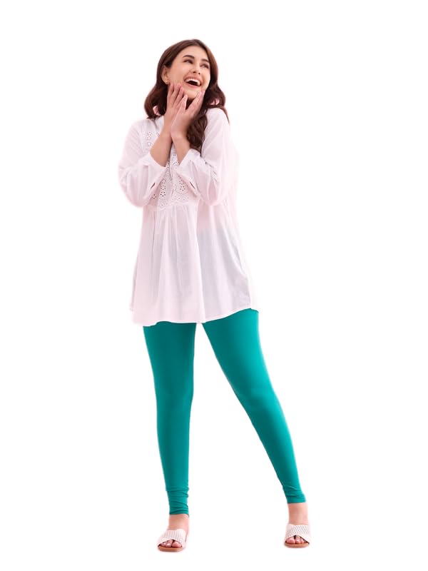 Image of GO COLORS Soft Cotton Stretch Ankle Length Leggings for Women | Breathable