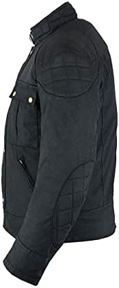 Texpeed Mens Waxed Cotton Waterproof Motorcycle Motorbike Biker Jacket With Black CE Armour (EN 1621-1) M