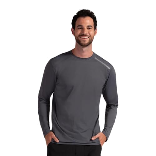 BloqUV Men's UPF 50+ Sun Protection Long Sleeve Active Jet Tee Smoke