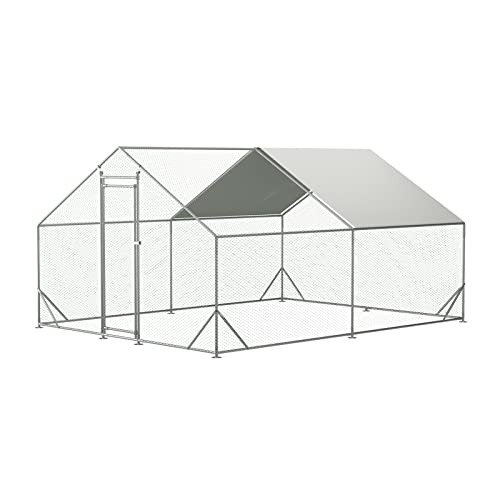 IchbinGo Large Metal Chicken Coop with Waterproof Cover, Walk-in Metal Poultry Cage Spire Shaped Chicken Coop Run, Chicken Run with Anti-UV Cover for Outdoor Backyard Farm (10' L x 13 W x 6.56' H) -  CK3x4
