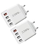 Lot pratique de 2 chargeurs：Vous chargeur usb multiple recevez 2 chargeurs USB 33 W (câbles non inclus). Format compact et léger, idéal pour la maison, le bureau et les voyages – gardez un adaptateur dans votre sac et un autre à la maison