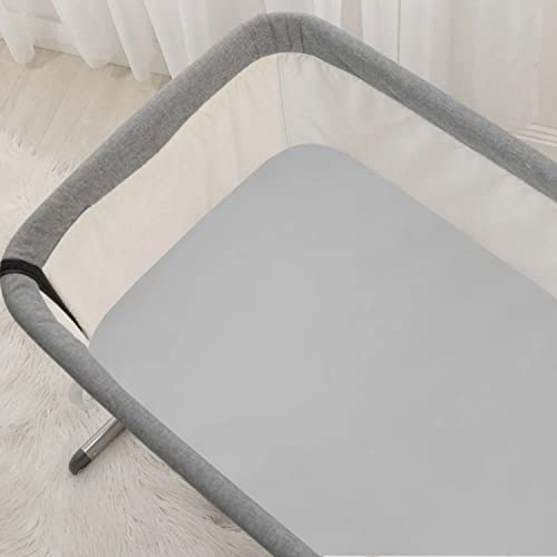 Image of Cozysilk 100% Mulberry Silk Cradle Sheets Fitted 18x36x4 - Great for Baby Hair, Fits Most Bedside Sleeper Bassinets Pad Mattress - Soft Silky for Boys and Girls Gift for Newborn and Infant, Grey
