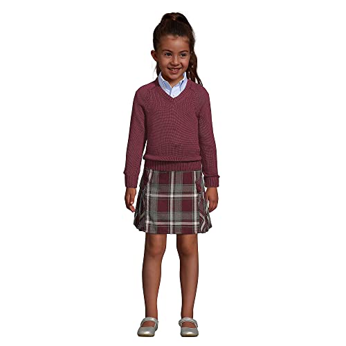 Lands' End Uniform Kids Cotton Modal Vneck Sweater Burgundy Kids Large #TOP2
