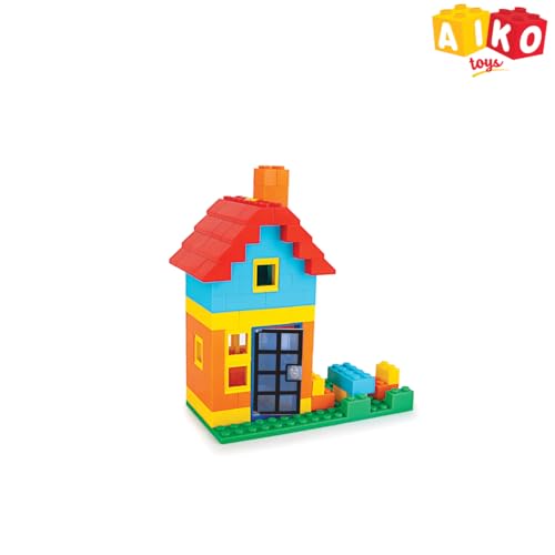 Image of AIKO Town House Set No. 2 | 144 Premium ABS Plastic Building Blocks | Multi-Colour Construction Toy for Kids | STEM Educational Blocks with Idea Book | Best Gift for Boys & Girls