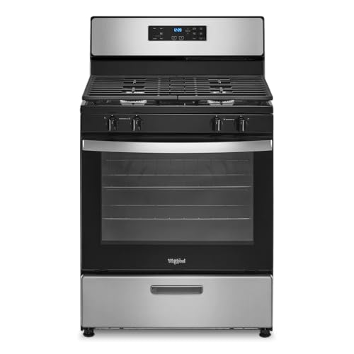 Whirlpool WFG320M0MS 30 Inch Freestanding Gas Range with 4 Sealed Burners, 5.1 cu. ft. Capacity, SpeedHeat™ Burners, Frozen Bake™, Sabbath Mode, Broiler Drawer, and Star-K Certified: Stainless Steel
