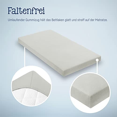 Julius Zöllner Jersey Spannbettlaken für Baby- & Kinderbett, 100% Jersey-Baumwolle, OEKO-TEX Standard 100 zertifiziert, Größe: 60x120cm / 70x140cm, 1er Pack, hellgrau – Bild 6