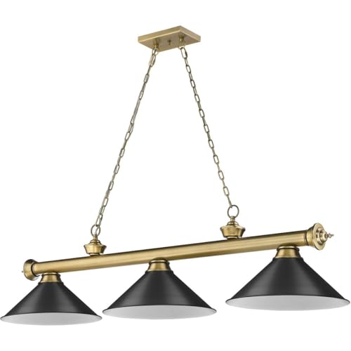 Z-Lite 2306-3RB-MB15 Cordon Billiard Pendant, 3-Light 180 Total Watts, Rubbed Brass - Thumbnail 7