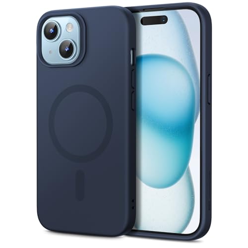 ESR for iPhone 15 Pro Case with MagSafe, Supports Magnetic Charging, Slim Liquid Silicone Case, Shock Absorbing, Screen and Camera Protection, Cloud Series, Dark Blue by ESR - Used condition - US$5.62