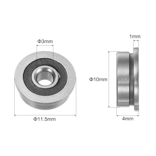 QUARKZMAN 20 Stück F623-2RS Flanschkugellager 3x10x4mm Rillenkugellager Doppelsiegel Chrom Stahl Flansch Lager für DIY, Werkzeugmaschinen, 3D Drucker