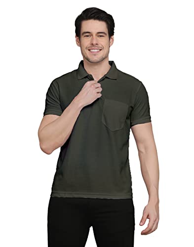 Image of INKKR Men's Polo Neck Half Sleeve Cotton Blend Regular Fit T-Shirt With Pocket