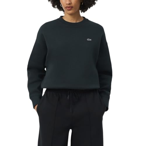 Lacoste Women's Oversized Double Face Jersey Sweatshirt, Dark Varech, 12