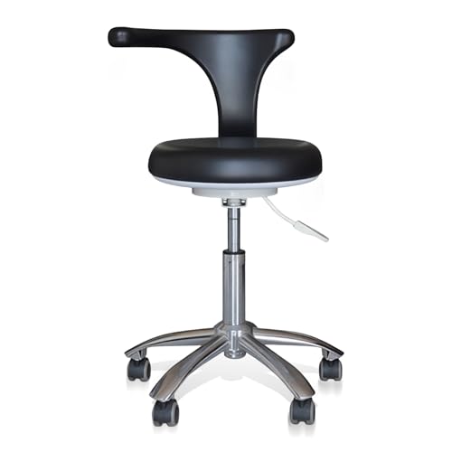 DENGTELI Adjustable Rolling Dental Stool with Back Support