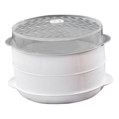 VANZACK 電子レンジ対応高温調理用二重蒸し器 大型グレー 食品用蒸籠 蒸し料理に キッチン多機能調理器具 家用蒸し容器