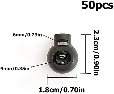 IRYNA 50Pcs Plastic Spring Cord Locks Multicolor Cord Locks End Round Toggle Stoppers Spring Cord Lock Elastic Adjustment Hole Cord Stopper