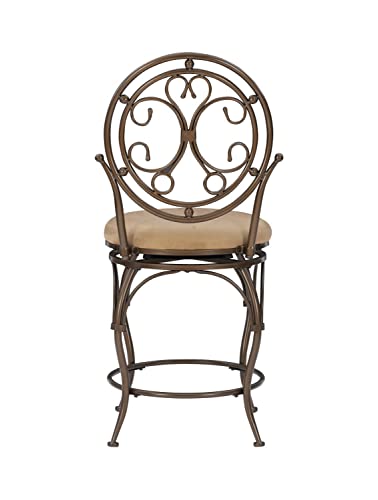 Powell Company Big And Tall Scroll Circle Back Powell Counter Stool, Height, Bronze/Beige #TOP6