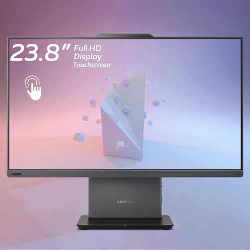 Image of Lenovo ThinkCentre All-in-One Desktop Computer, 23.8 inch FHD Touchscreen Display, 13th Gen Intel i7-13620H, 32GB DDR5 SODIMM, 1TB SSD, Webcam, HDMI, Wired Keyboard & Mouse, Wi-Fi 6, Windows 11 Pro