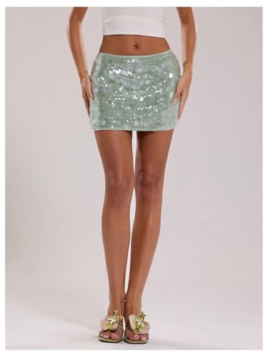 SOLY HUX Women's Sequin Glitter Bodycon Party Summer Mini Skirts Club Concert Outfits4