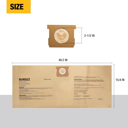 DEWALT DXVA19-4102 Dust Bag Fits for 12-16 Gallon Wet/Dry Vacuum Compatible with DXV12P DXV14P DXV16P DXV16PA DXV16S,3 Pack