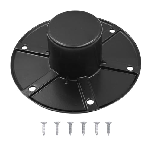 Norkmdi RV Trailer Table Base Mount, Aluminum Round Camper Pedestal Table Leg Base Flange with 6PCS Screws, Floor Mounting Bracket Flush Plate, Universal for Motorhome Trailer Camper (Black)