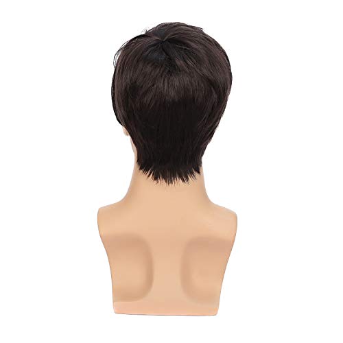 Kaneles Black Short Men Wigs Layered Syntheric Hair Cosplay Costume Party Daily Male Wigs With Cap #TOP4