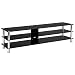 vidaXL TV Tisch mit 2 Glas-Regalböden TV Möbel Schrank Board Lowboard Fernsehschrank Fernsehtisch HiFi-Schrank Schwarz 150x40x40cm Gehärtetes Glas