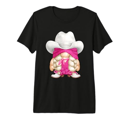 Western Gnome in Pink Cowgirl Outfit for Women Girls Trip Premium T-Shirt