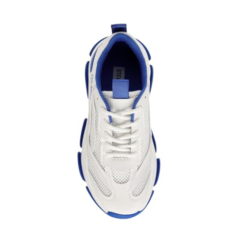 Steve Madden Steve Madden Women's Possession Sneaker, White/Blue, 6.5