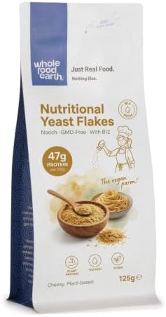Wholefood Earth Nutritional Yeast Flakes (Nooch) 125g | Dairy Free | Fortified with B12 | GMO Free