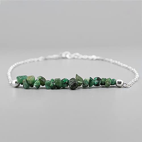 Gempires Natural Emerald Chips Bar Bracelet, Energy Healing Crystals, Birthday, Gift For Her, Gemstone Jewelry 8 Inch Aa+ Quality (Emerald) #TOP4