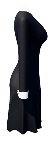 Tuliptrend Women's Fresh Peter Pan Collar Long Sleeve Dress, Black, X-Small #TOP2