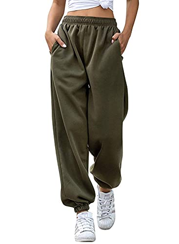Arogone Sweatpants For Women Baggy Drawstring Hight Waist Cinch Bottom Athletic Joggers Casual Lounge Pants Pockets Green L #TOP3
