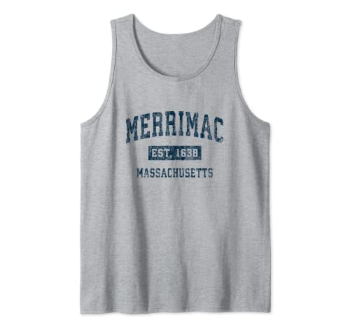 Merrimac Massachusetts MA Vintage-Sportdesign, Marineblau Tank Top