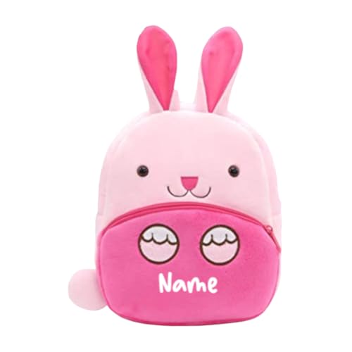 Ahoiikids Personalisiertes Kinder Rucksack - Weicher Plüsch Hasen-Rucksack mit Namen - Niedlicher Kinderrucksack für Jungen und Mädchen - Vorschulrucksack - Geschenk für Kleinkinder