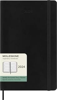 Moleskine 12 Monate Wochenkalender 2023, Large/A5, 1 Wo = 2 Seiten, horizontal, Kt, Schwarz
