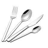  24 Pièces de Couverts pour 6 Personnes, Ensemble de Vaisselle en Acier Inoxydable, Jeunesse Polie, Jeunesse avec Couteaux, Fourchettes et Cuillères (Argent)