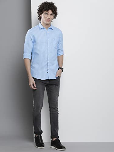 Image of The Indian Garage Co Men Regular Fit Striped Full Sleeves Cutaway Collar Casual Shirt