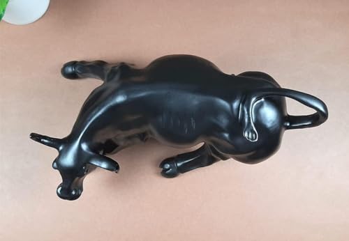 Image of UAG Exports Black Gloss Charging Bull Statue | Geometric Polyresin Bull Idol for Stock Market Success, Office Desk Decor, Trading Room Showpiece & Corporate Gifting (9 Inch)