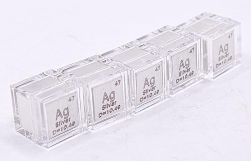Image of 0.39 inch 10mm Silver Argentum Metal Cube Ag up to 99.9% Pure Periodic Table Element Engraved Density Collection Science Education Display Block Cube + Acrylic Case Box - 1PC