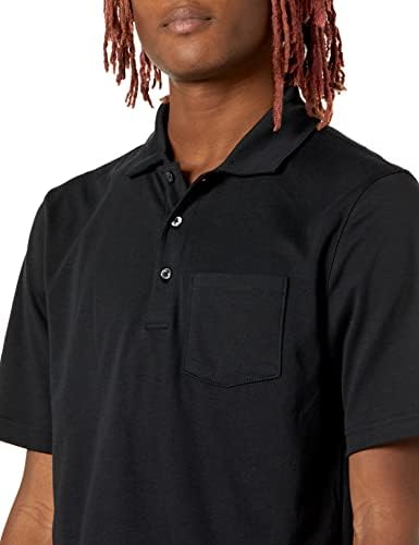 Amazon Essentials Men's Regular Fit Jersey Polo T-Shirt, Black, S