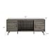 Walker Edison Saxon Mid Century Modern Glass Shelf TV Stand for TVs up to 65 Inches, 60 Inch, Slate Grey