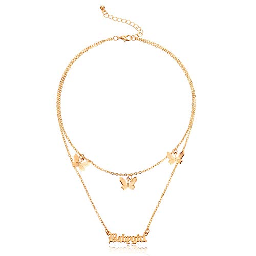 Preisvergleich Produktbild hangzhoushiJacob Elsie Damenschmuck Schmetterling Anhänger Halsketten Frauen Handmade Choker Roségold Kette(Goldene A)