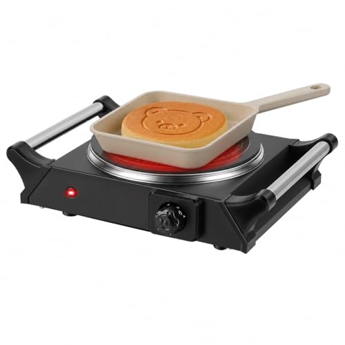 Image of 1000W Electric Single Hot Plate Control Infrared Burner | Ceramic Countertop Cooktop Portable Stove with 5 Temperature Stepless Adjustments Portable Handles for Kitchen RV