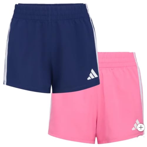Adidas Youth 2-Pack 3 Stripes Short (US, Alpha, Medium, Regular, Blue/Pink)
