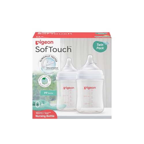 Pigeon SofTouch Logo BPP PP Nursing Bottle, 160 ml Capacity (Pack of 2)