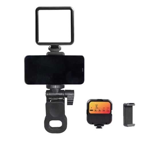 Portable Pocket Photography Light Panel for Phone Computer 359°Full Color LED Camera Light 3000K-5500K/1200mAh Rechargeable LED Selfie Fill Light with Phone Clip Tripod